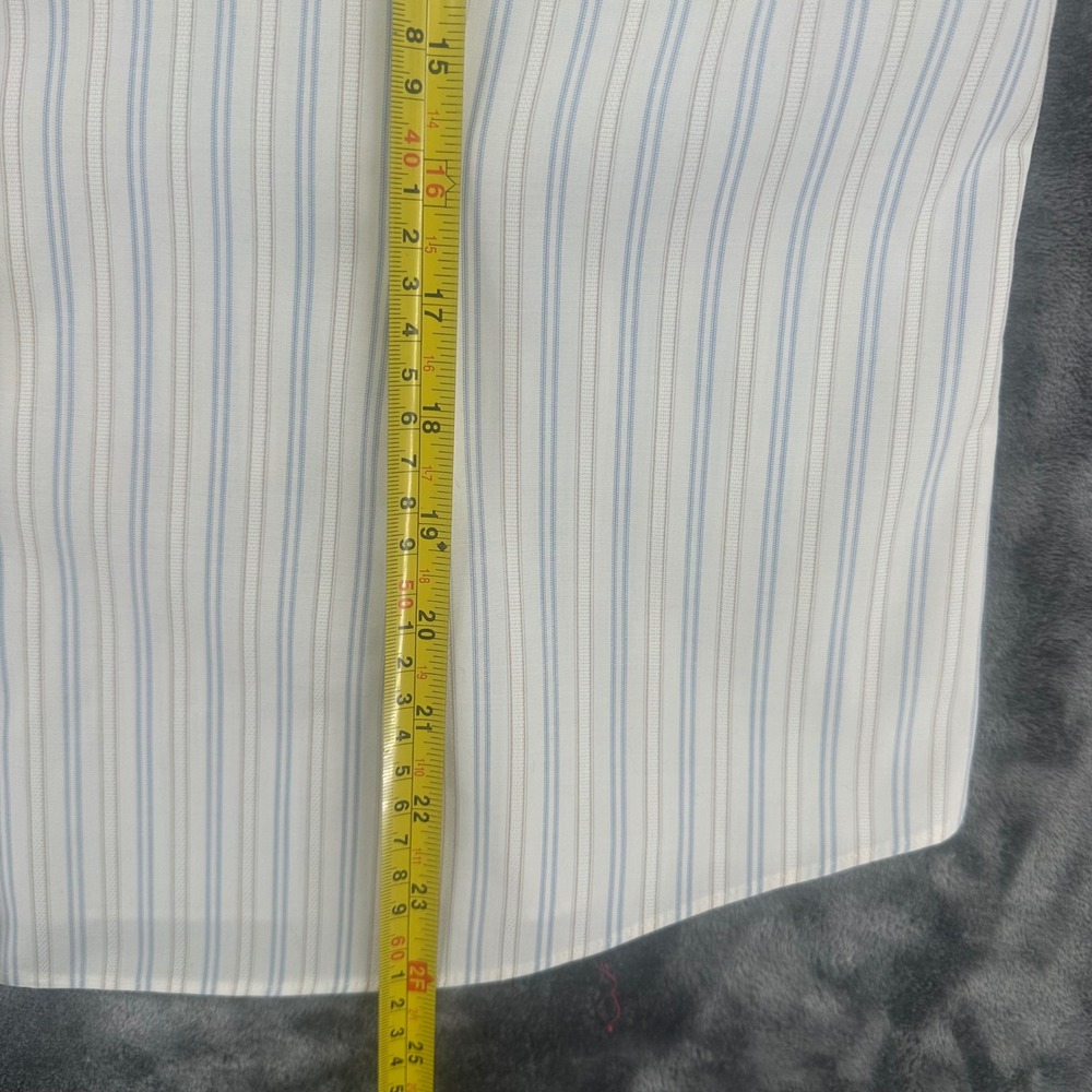 Brooks Brothers Petite Fitted Non-Iron Stretch Striped Shirt White Blue Tan 12P - Picture 5 of 6